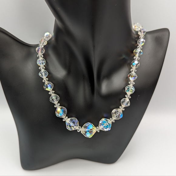 Sparkly Vintage Four piece set of Aurora Borealis Glass Beaded jewelry - Picture 3 of 16